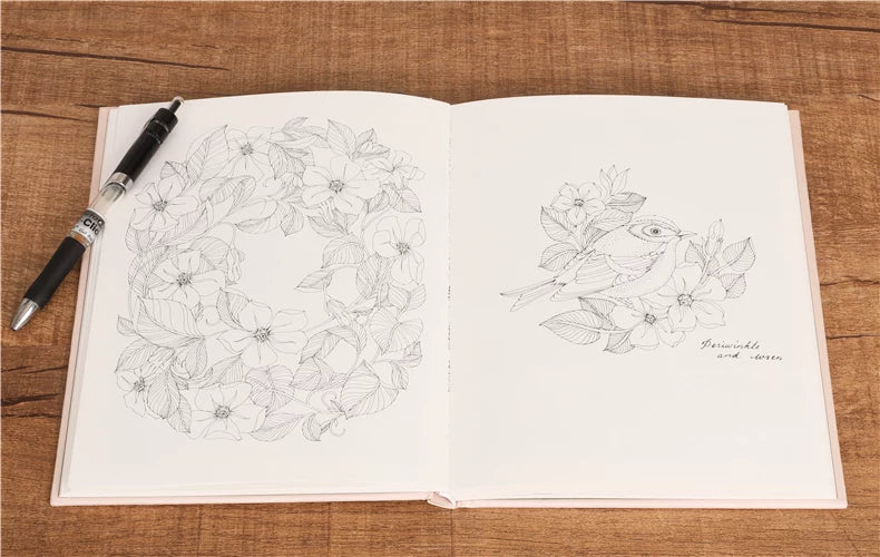 The Flower Year Colouring Book 104 Pages 23.5*18.cm Adult Kids Painting Coloring Graffiti Art Libro Hard Cover