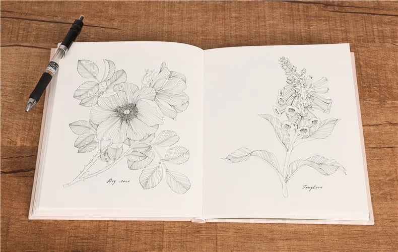 The Flower Year Colouring Book 104 Pages 23.5*18.cm Adult Kids Painting Coloring Graffiti Art Libro Hard Cover