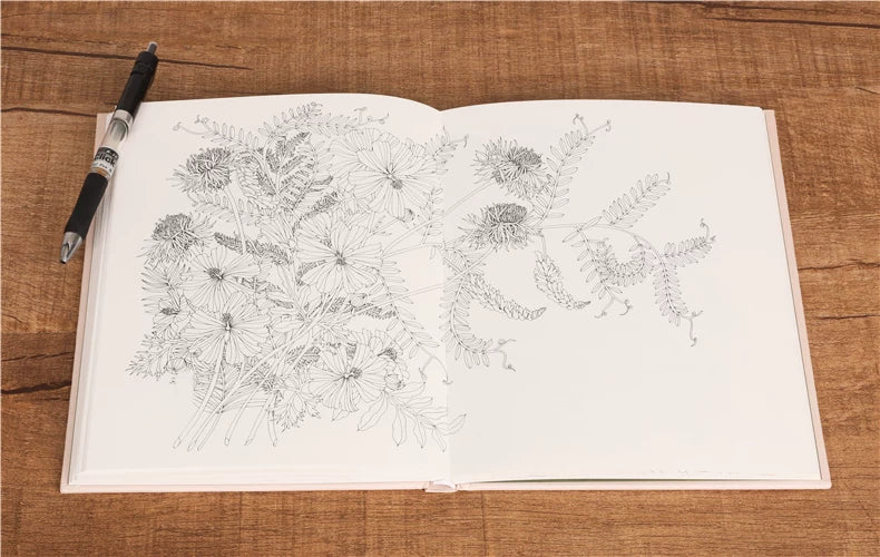 The Flower Year Colouring Book 104 Pages 23.5*18.cm Adult Kids Painting Coloring Graffiti Art Libro Hard Cover