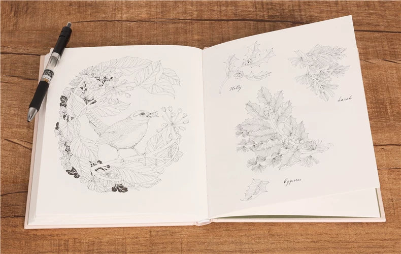 The Flower Year Colouring Book 104 Pages 23.5*18.cm Adult Kids Painting Coloring Graffiti Art Libro Hard Cover