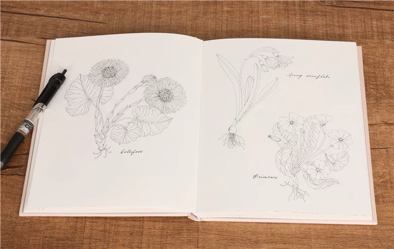 The Flower Year Colouring Book 104 Pages 23.5*18.cm Adult Kids Painting Coloring Graffiti Art Libro Hard Cover