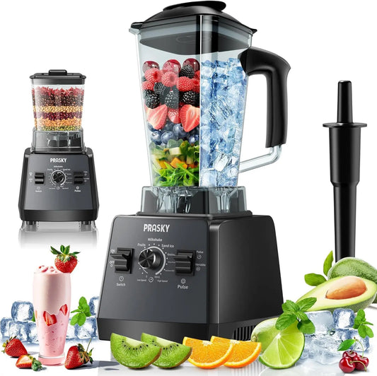 Powerful Kitchen Blender & Grinder Combo, 25000RPM, 2400W Peak/1000W Motor, 68oz BPA-Free Pitcher, 2 Containers, Ice Crush, Juic