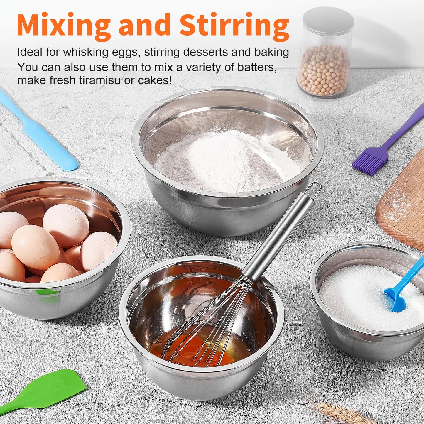 29 Piece Stainless Steel Mixing Bowl Set - Various Sizes Premium Kitchen Essentials for Mixing and Serving Non Slip