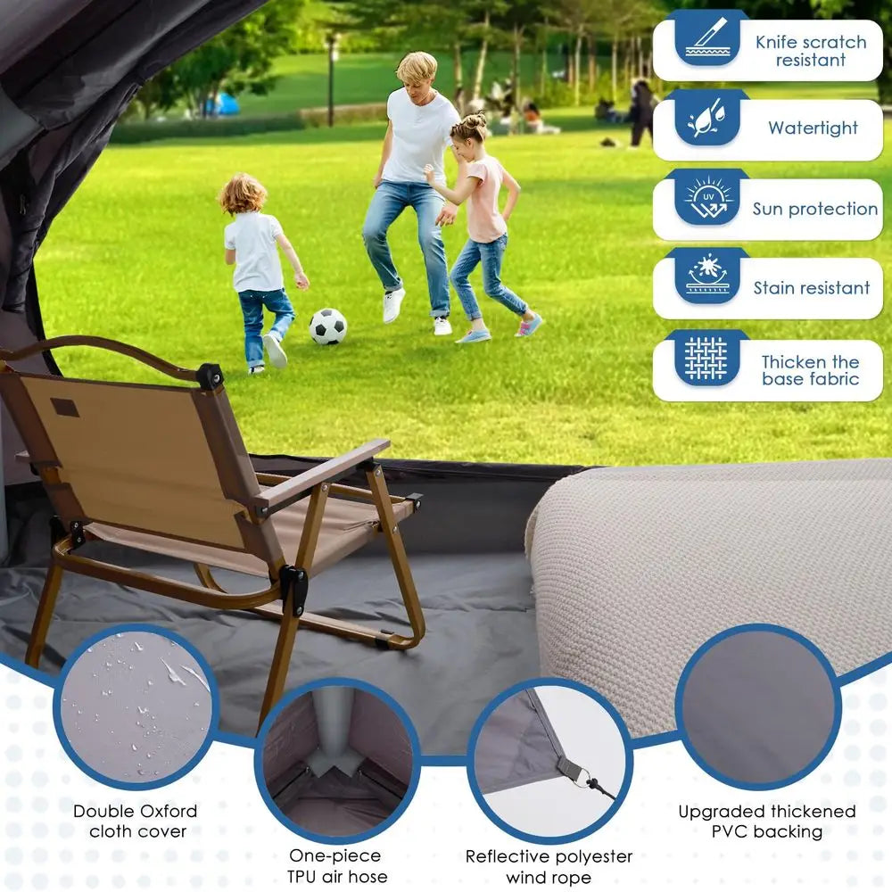 Camping Tent with Electric Air Pump 420D Heavy Duty Oxford 5 Min AutoInflation Panoramic Stargazing Skylight 4 Season Luxury Gl