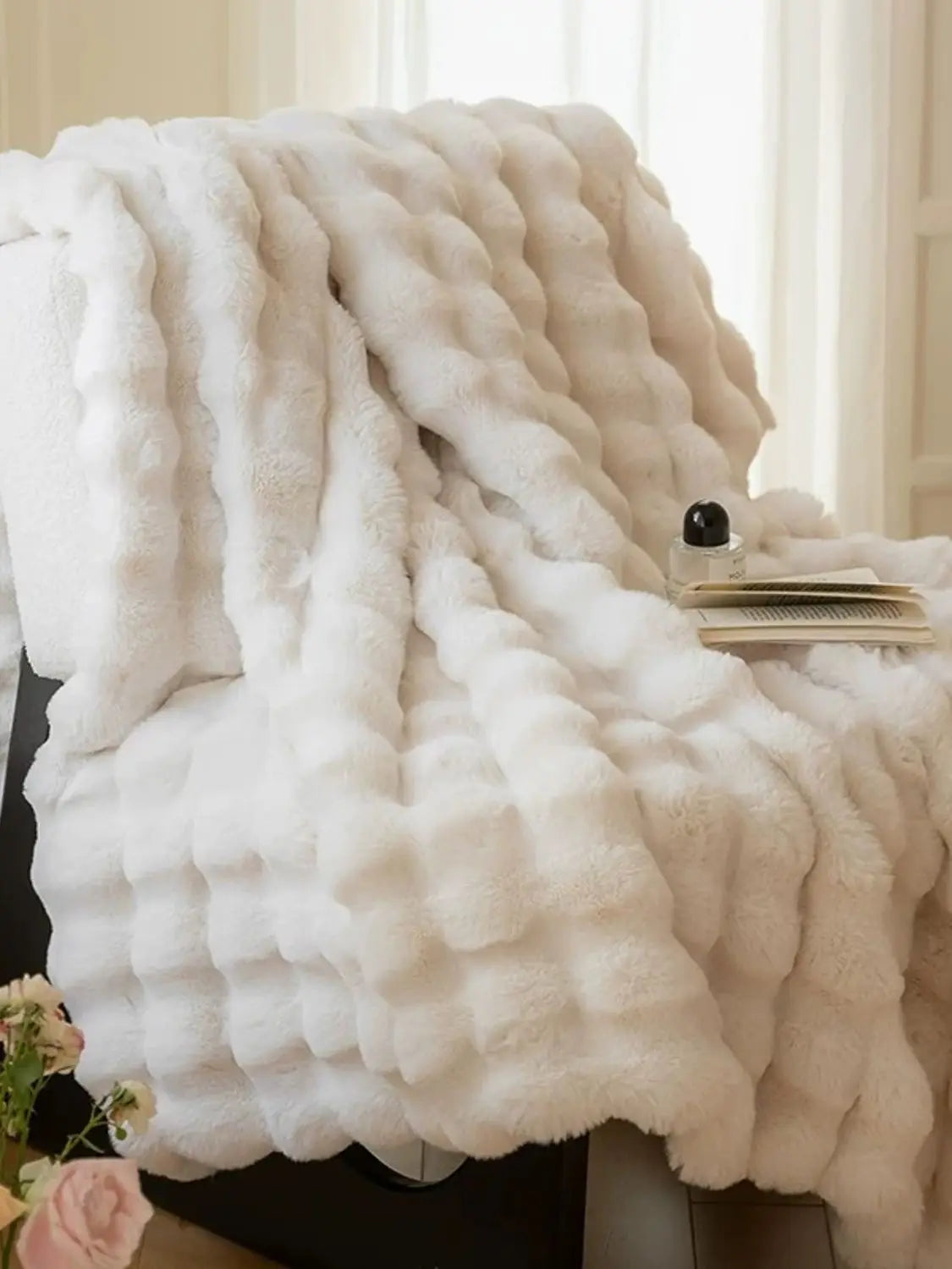 Fluffy Bubble Fleece Throw Blanket For Cozy Couch Decor