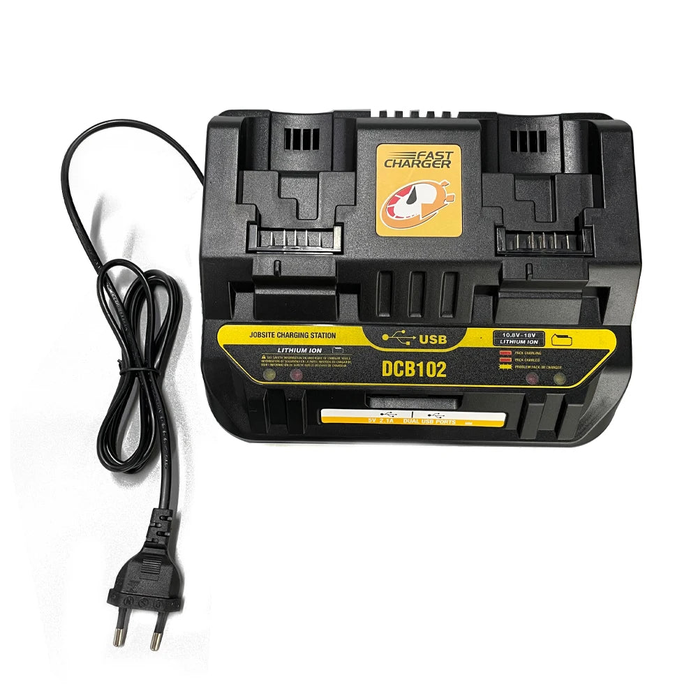 NEW Fast charging DCB102 Li-ion Battery charger For DeWalt 12V 14.4V 18V 20V DCB105 DCB200 double charging postion with USB Port