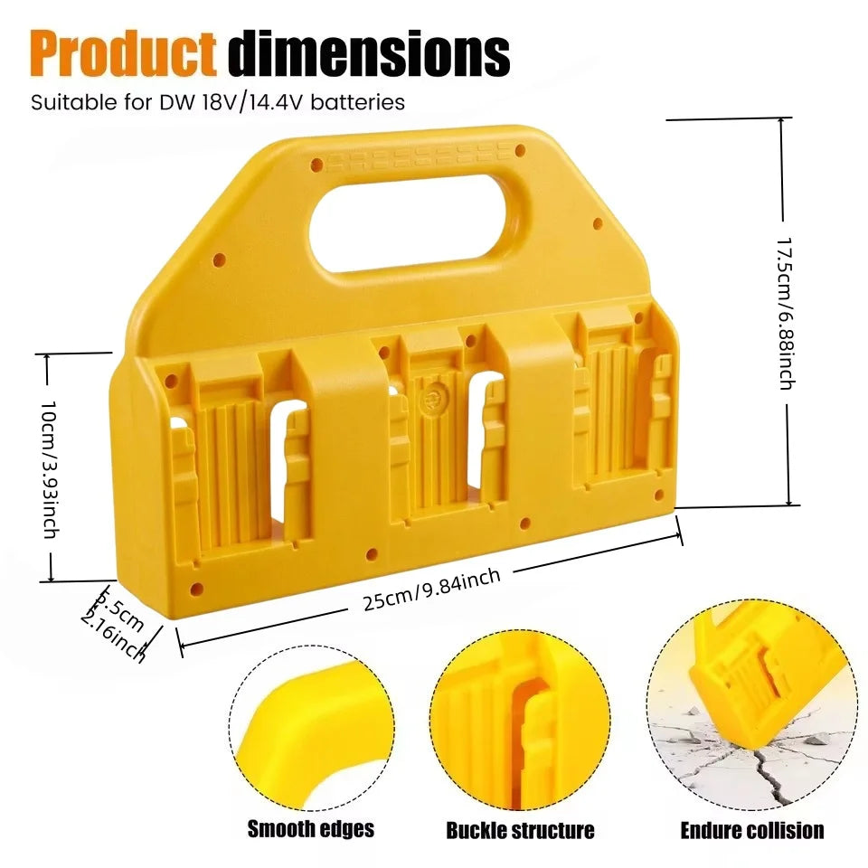 6-Slot Storage Box for Dewalt 18V & 20V Lithium Batteries - Built-in Handle, Eliminates Battery Disorganization & Easy to Carry