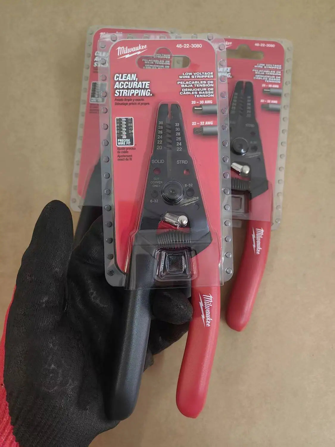Milwaukee 48-22-3080 AWG Low Voltage Dipped Grip Wire Stripper Cutter Durable Precise Quick Cutting Hand Tools