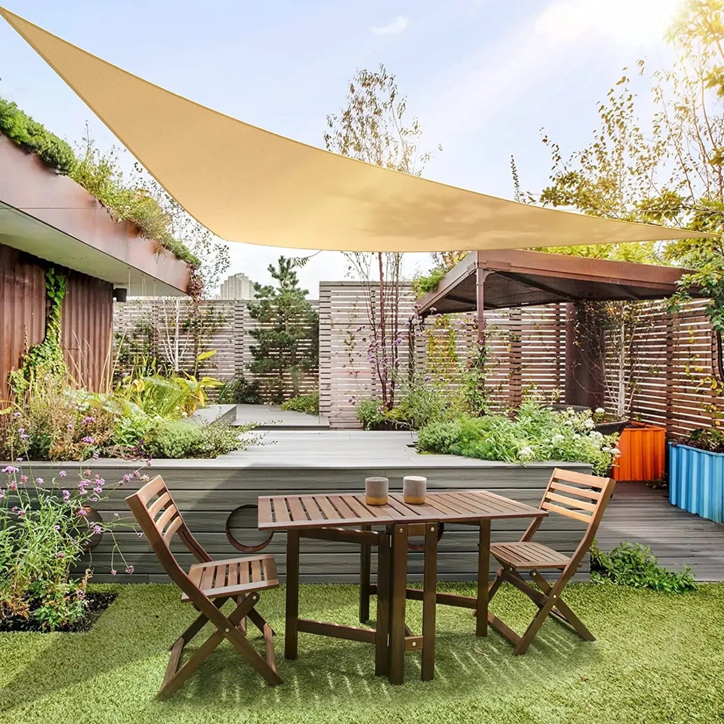 Triangle Sun Shade Sail Canopy UV Block Sunshade Sails Sunscreen for Outdoor Patio Garden Backyard Awning Sunsail with Free Rope