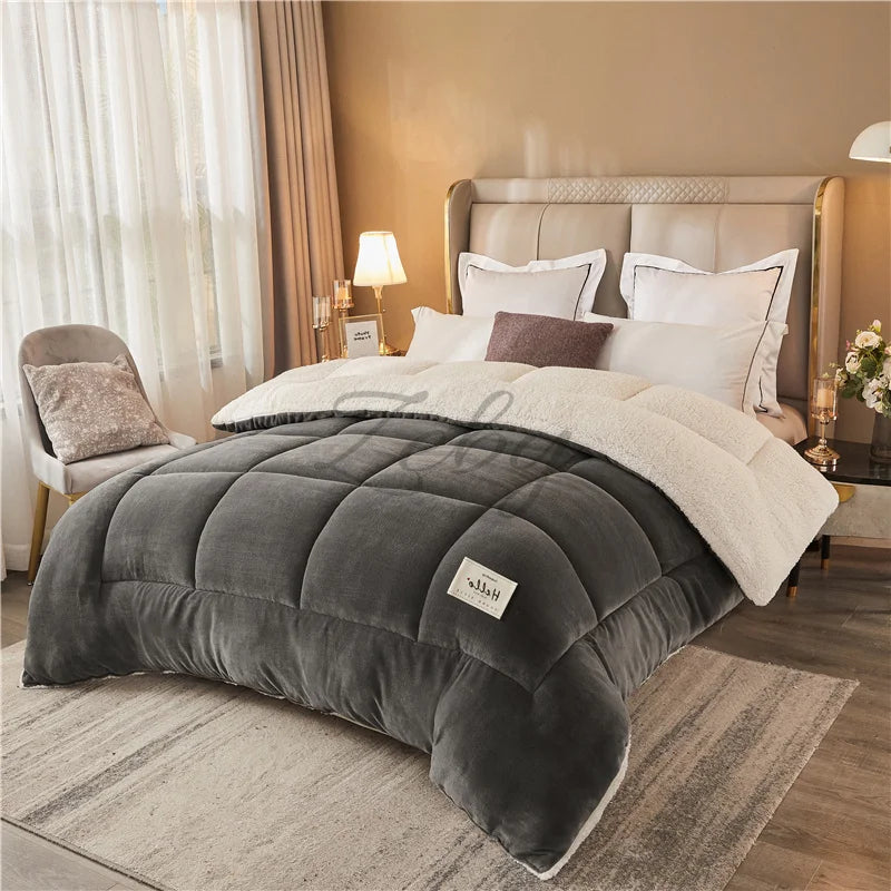 New Thicken Milk Fleece Winter Blanket Warm Artificial Lamb Cashmere Weighted Blankets for Bed Soft Warmth Comforter Duvet Core