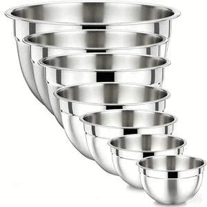 7PC Food Grade Stainless Steel Mixing Bowls Set,Kitchen Bowl, Salad Bowl, Metal Mixing Bowl,Nesting Stackable Deep Basin with Sealed Lid,BPA Free Dishwasher Safe for Cooking Prep,Fruit Washing, Marinating, Salad Making,Food S