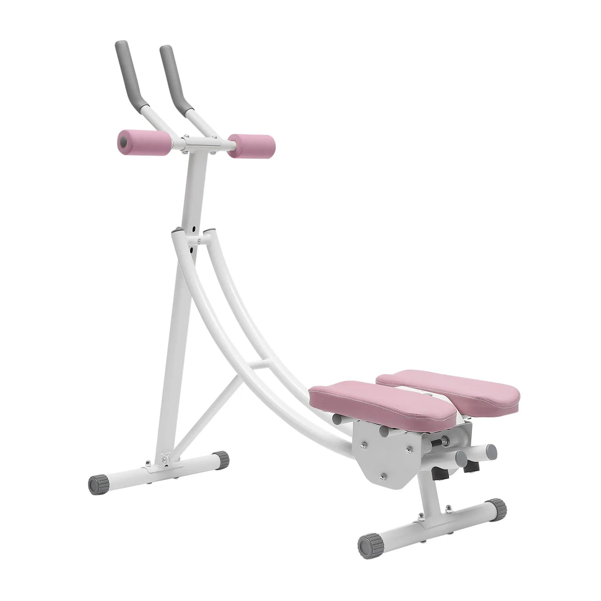 Ab Trainer Machine with LED Display, 3-Level Adjustable Abdominal Workout Equipment with Dual Arc Track, Foldable Core Trainer for Home Gym, Pink