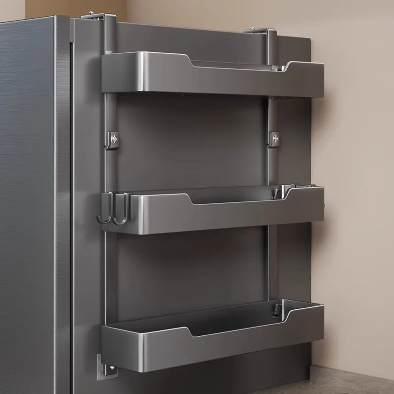 Refrigerator Side Storage Rack Kitchen Multi-function Storage Artifact Wall-mounted Multi-layer Seasoning Film Storage Rack