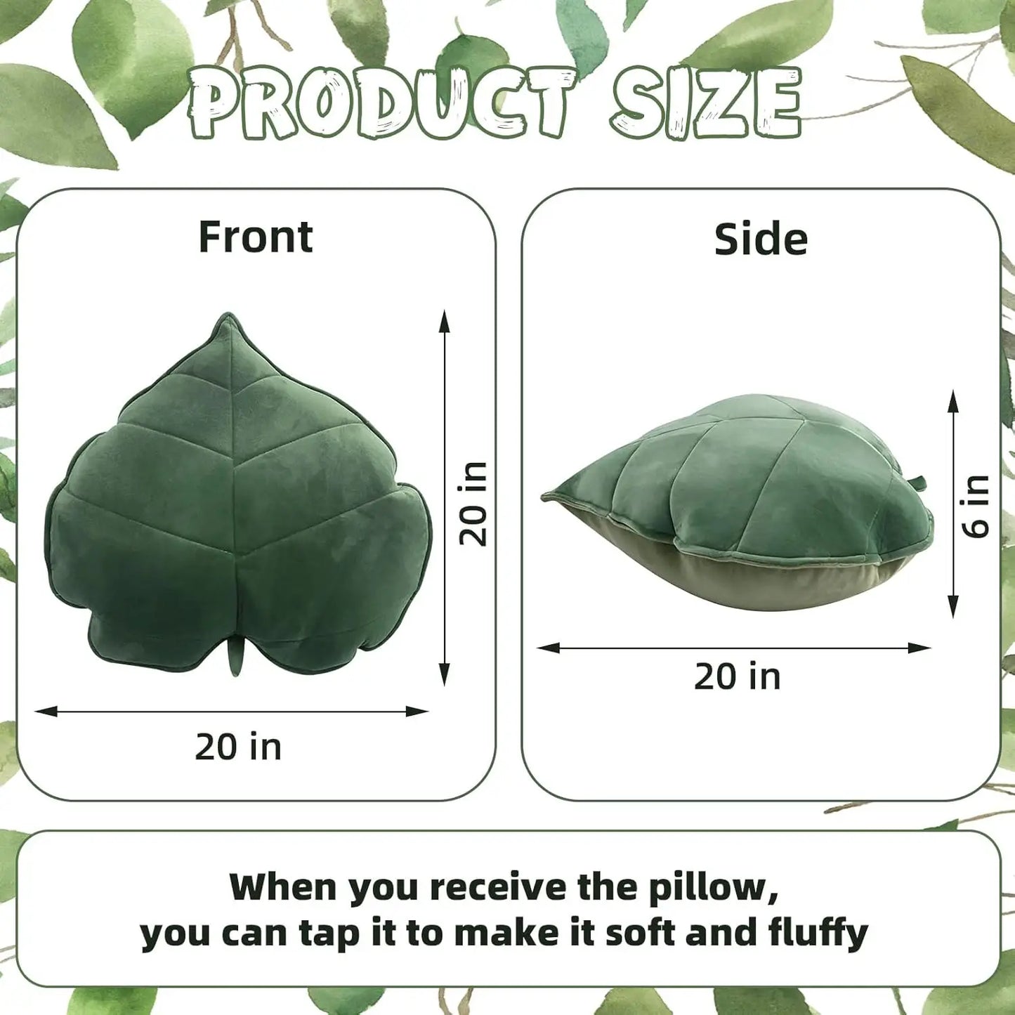 Cute Leaf Throw Pillows, Soft Plush Cushion for Home Decor in Car, Bedroom, Sofa, 50CM