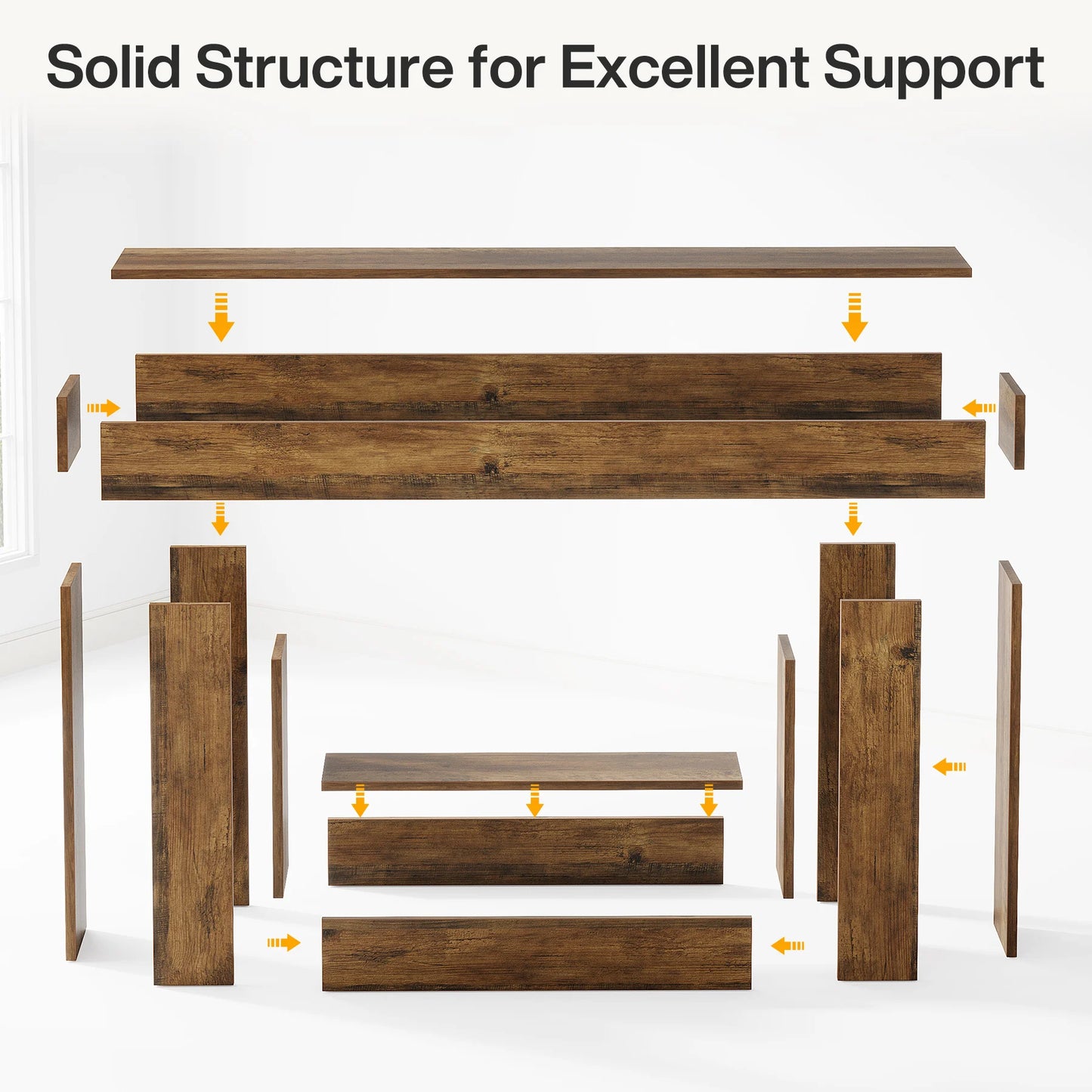 Tribesigns 160 cm Console Table, Farmhouse 2-Tier Entryway Table with U-Shaped Base, Narrow Wood Sofa Table Behind Couch Table