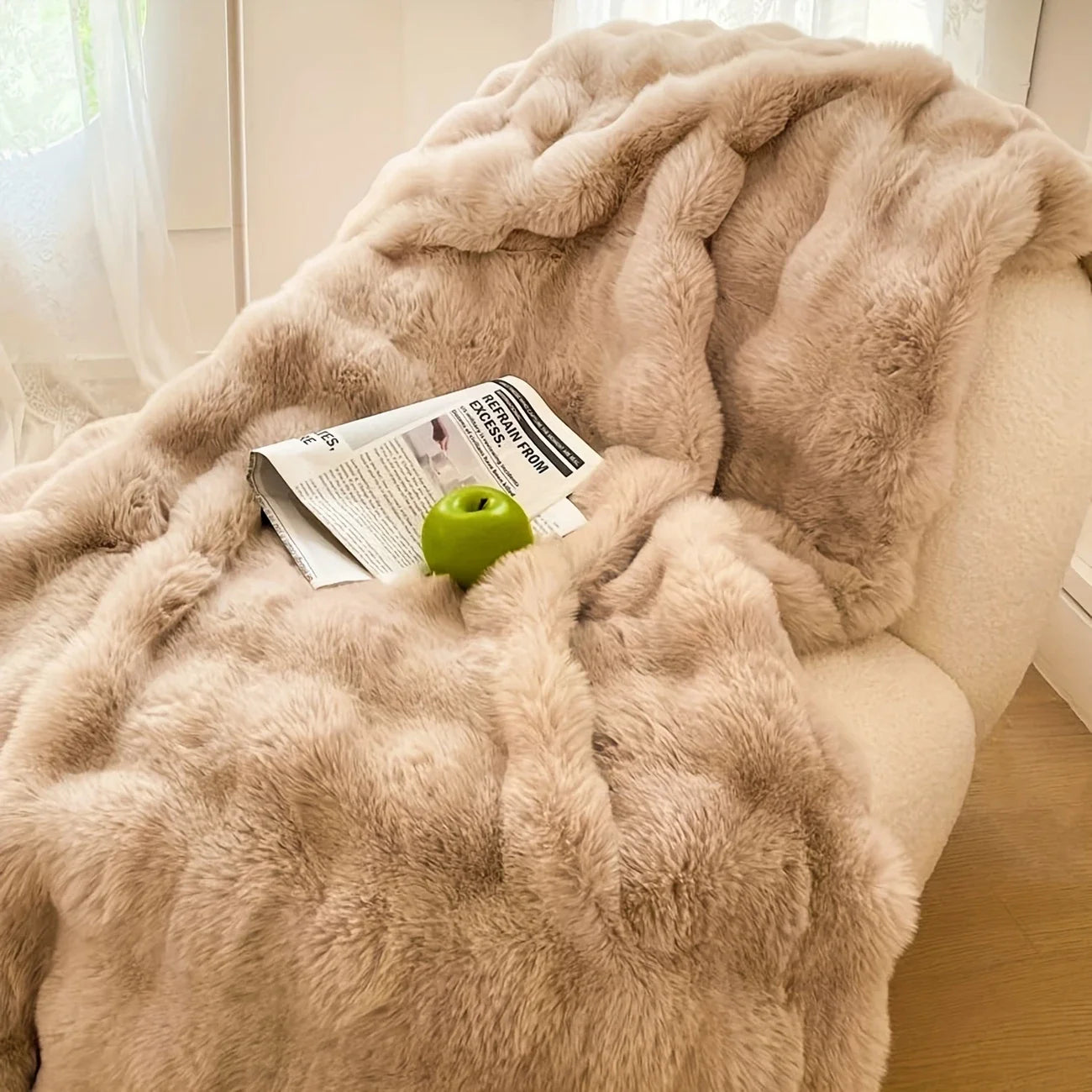 Fluffy Bubble Fleece Throw Blanket For Cozy Couch Decor