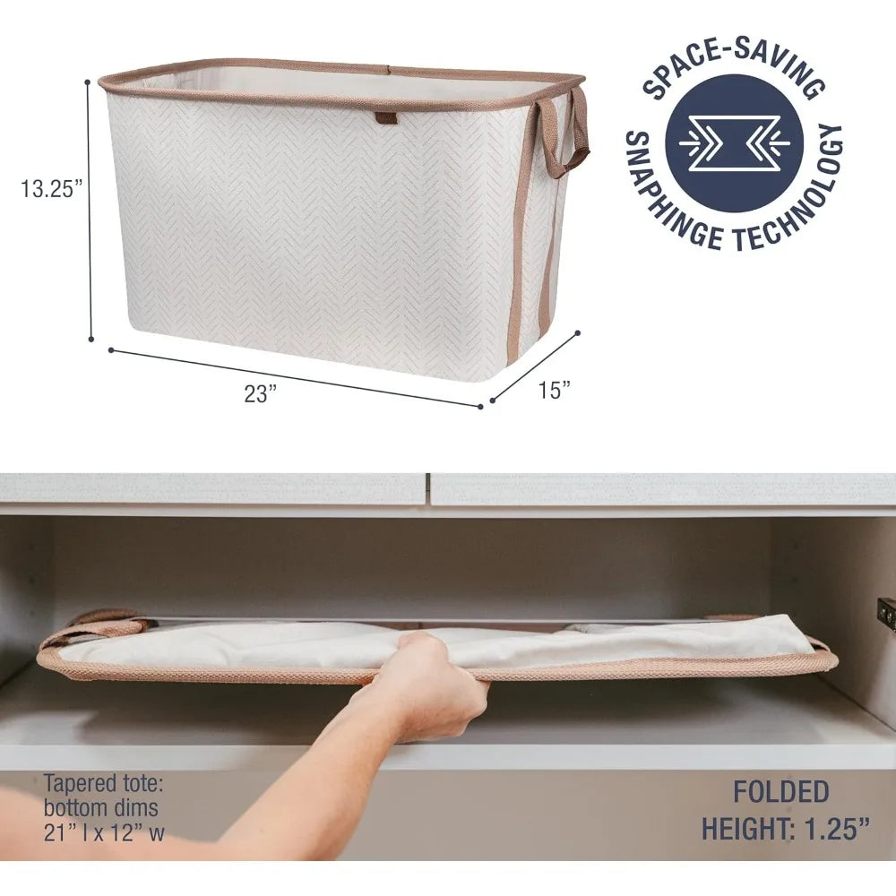 Foldable Laundry Basket 2-Pack 60L Collapsible Storage Hamper with Handles Space Saving Home Organization