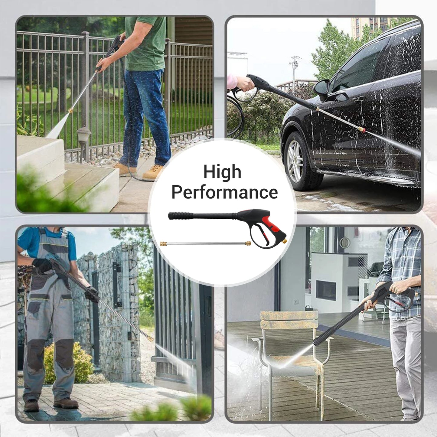 21V Electric Car Washer Gun Cordless 6-in-1 Nozzle High Pressure 900 PSI Brushless with 4.0Ah Battery for Car/House/Floor/Fence
