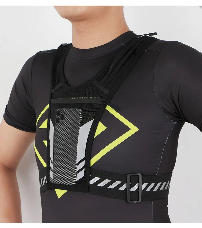 Reflective Running Backpack Lightweight Sports Running Cycling Vest Mobile Phone Cards Bag Men and Women Jogging Fitness Vest