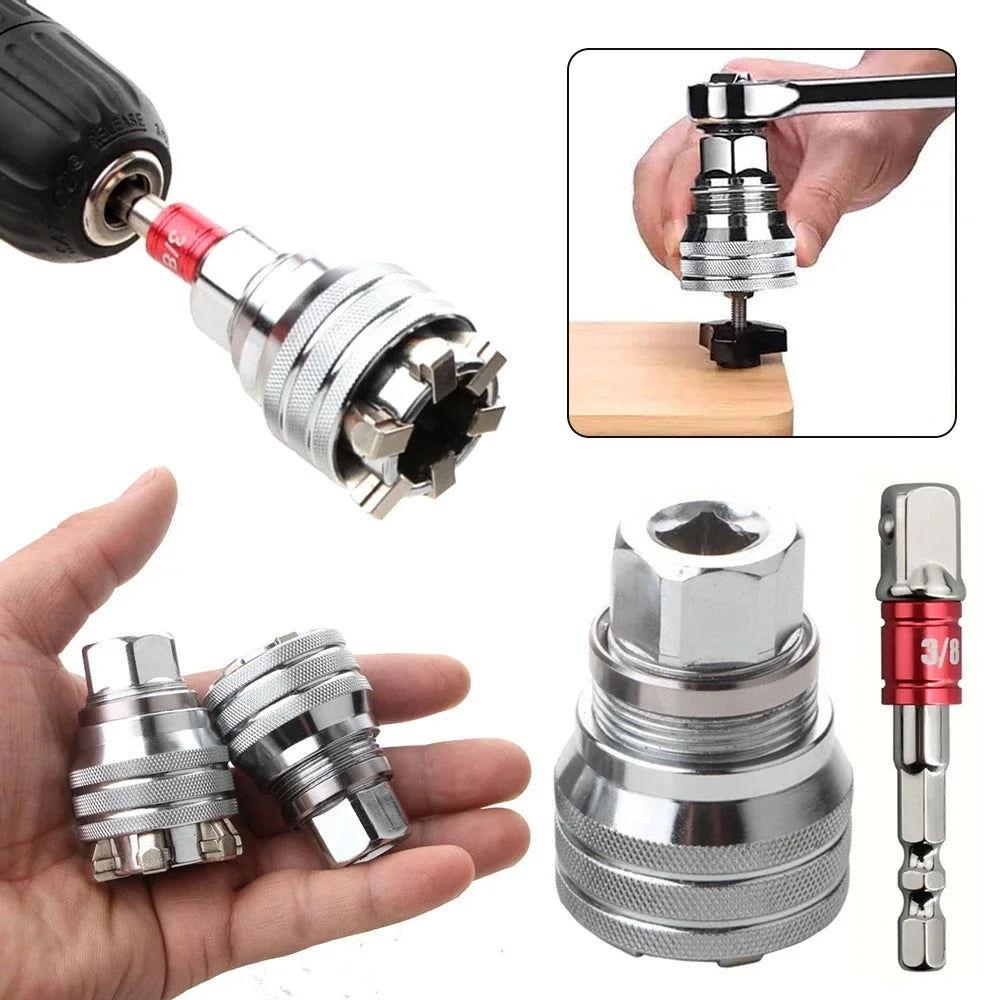 1/2PCS Universal Wrench Sleeve Converter Fits for Standard 3/8-10 To 19mm Super Socket Multifunctional Drive Wrench Tool