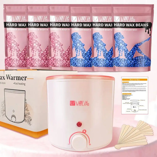 Wax Kit Pink Hair Removal Waxing Kit For Women Men Hot Wax Warmer Pot For Face, Eyebrow, Body, Brazilian, Bikini, Waxing Machine