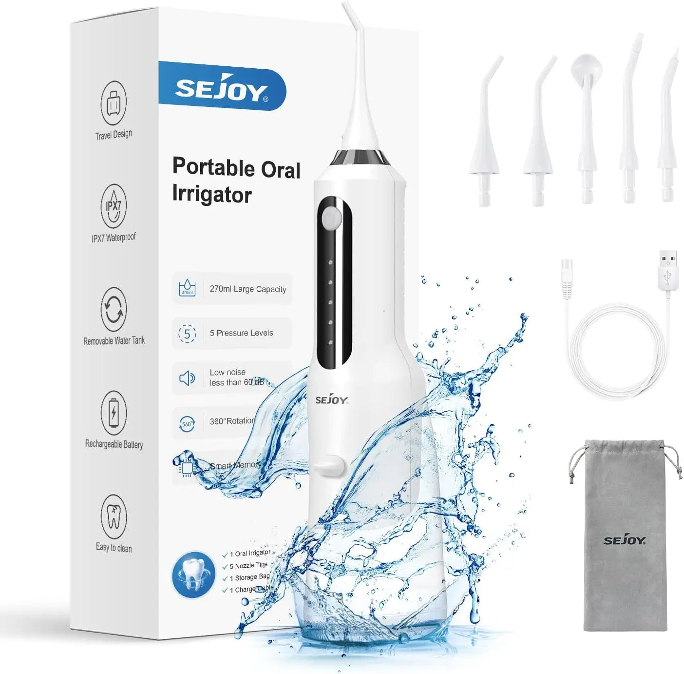 Sejoy Water Flosser Irrigator for Teeth Whitening Tool