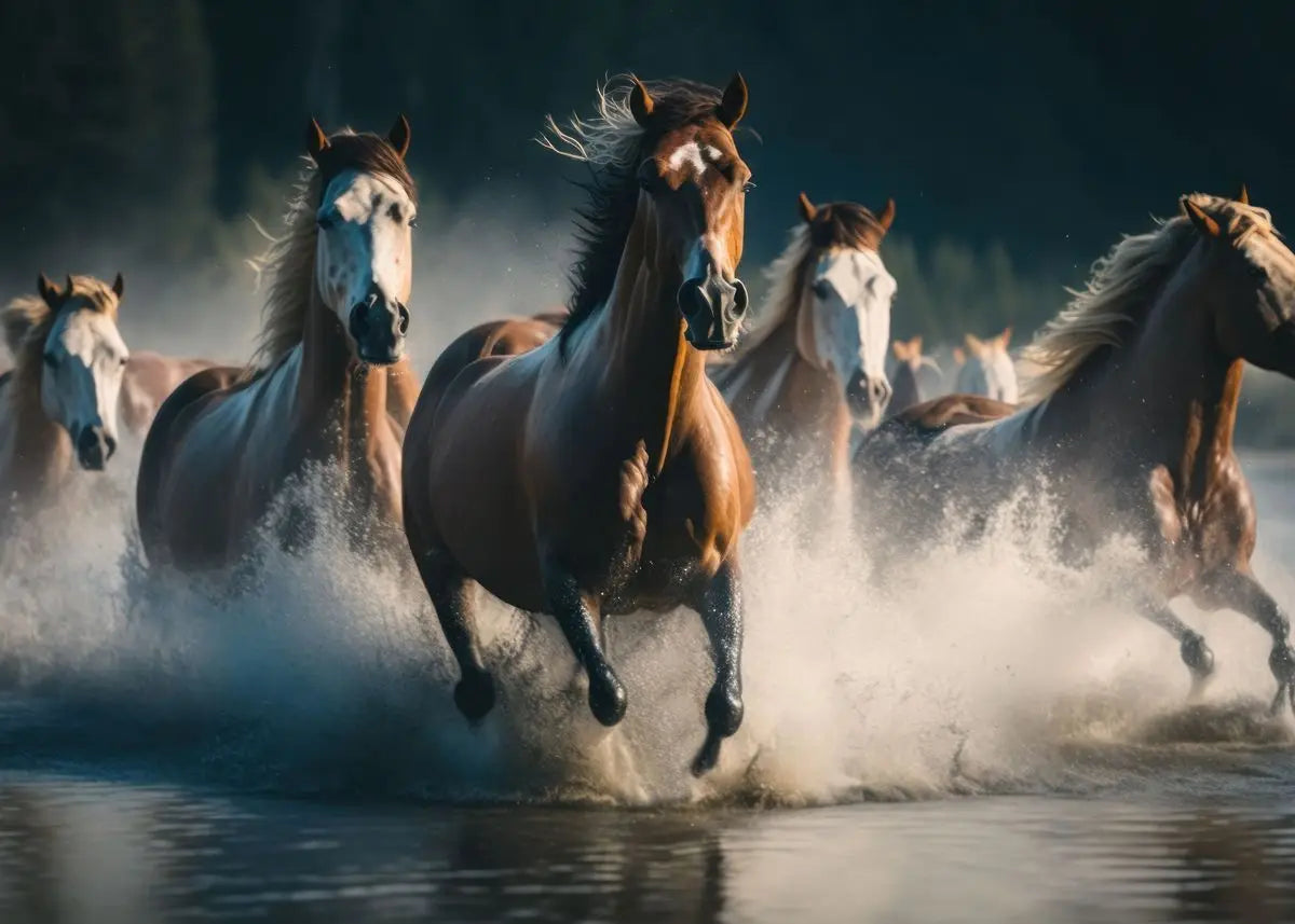 Beautiful Running Horses Canvas Painting Animal and Prints Wall Art Pictures for Living Room Office Home Decor Cuadros