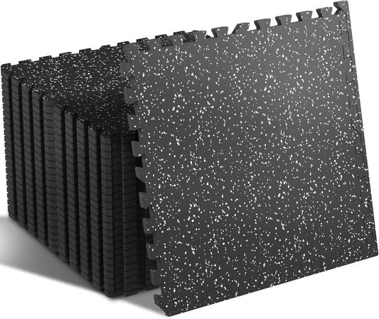 24-Piece 0.4'' Thick Interlocking Gym Floor Mats, High-Density EVA Foam with Rubber Top, Covers 96 Sq Ft for Home Workout