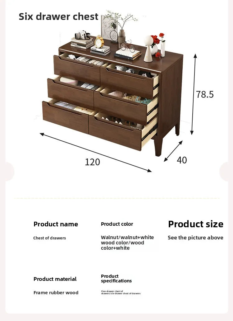 Wooden Chest of Drawers 5-Drawer & 6-Drawer Dresser Cabinet Bedroom Clothes Storage Organizer No Assembly Living Room Furniture