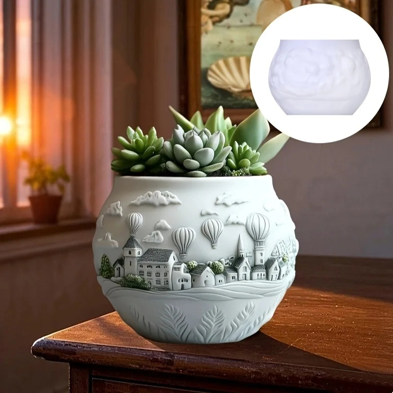 Mountain relief succulent plant flowerpot resin silicone mold mountain stream flowing water storage box candle cup gypsum molds