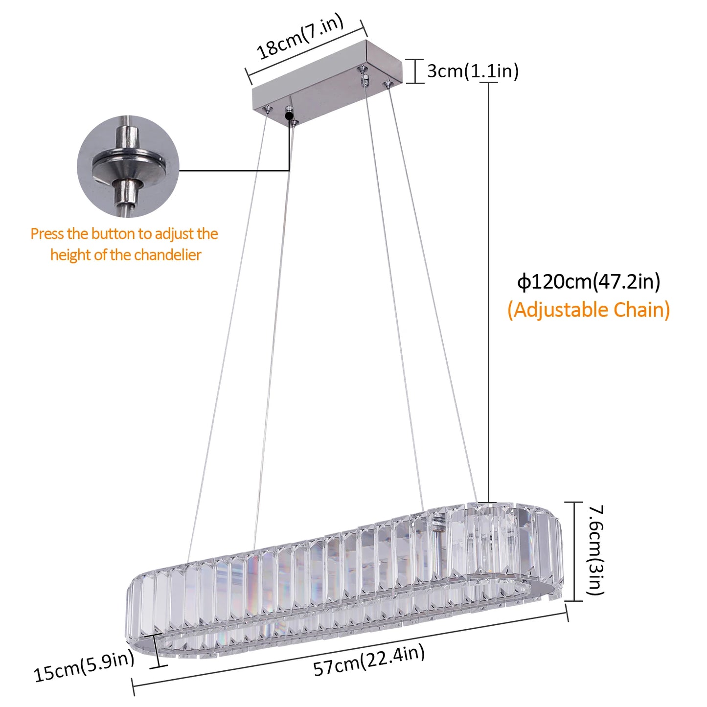 VETRULUS Modern Luxury Crystal Oval Design Led Chandelier Ceiling Lamp Nordic Pendant Hanging Light Fixture Living Bedroom Hotel