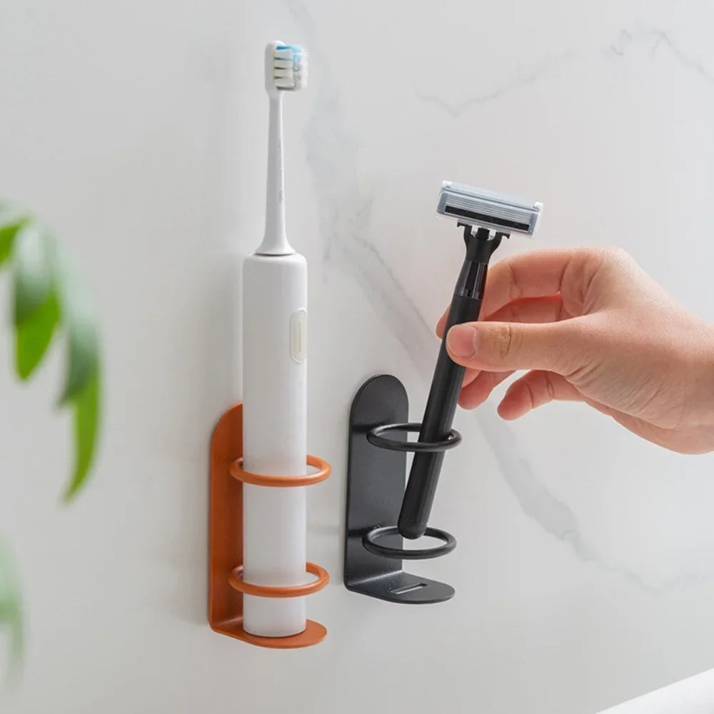 Traceless Wall-Mounted Electric Toothbrush Holder Punch-free Razor Circular Holders Storage Shelf bathroom Toothbrush Organizer