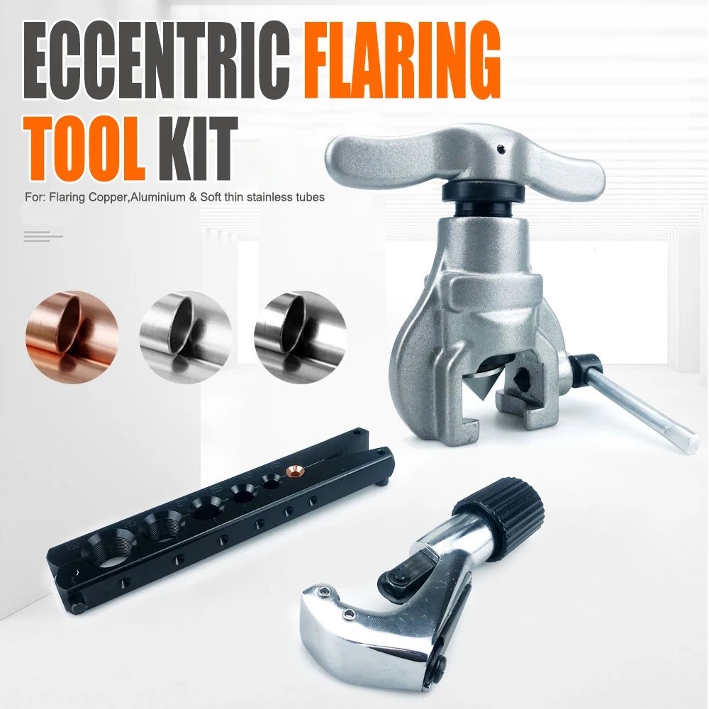 Inch/Metric 6 Hole Single Splint Eccentric Tube Expander Air Conditioner Copper Pipe Bellmouth Eccentric Flaring Tool Kit