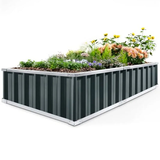 Raised Garden Bed 68"x 36"x 12" Galvanized Steel Metal Outdoor Garden Planter Box Kit with 2 Pairs of Gloves Dark Grey
