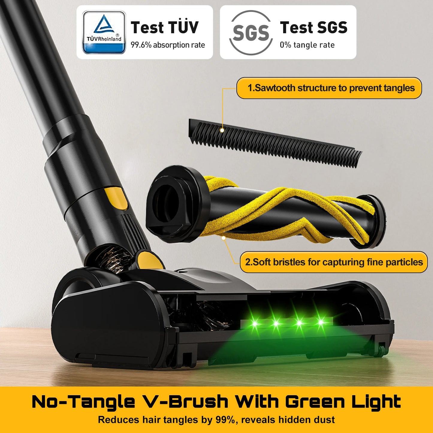 Cordless Stick Vacuum Cleaner Compatible with DeWalt 20V Battery, 45KPa Powerful Suction & 400W Motor, Self-Standing Vacuum for Hard Floors, Carpet and Home Cleaning (Battery Not Included)