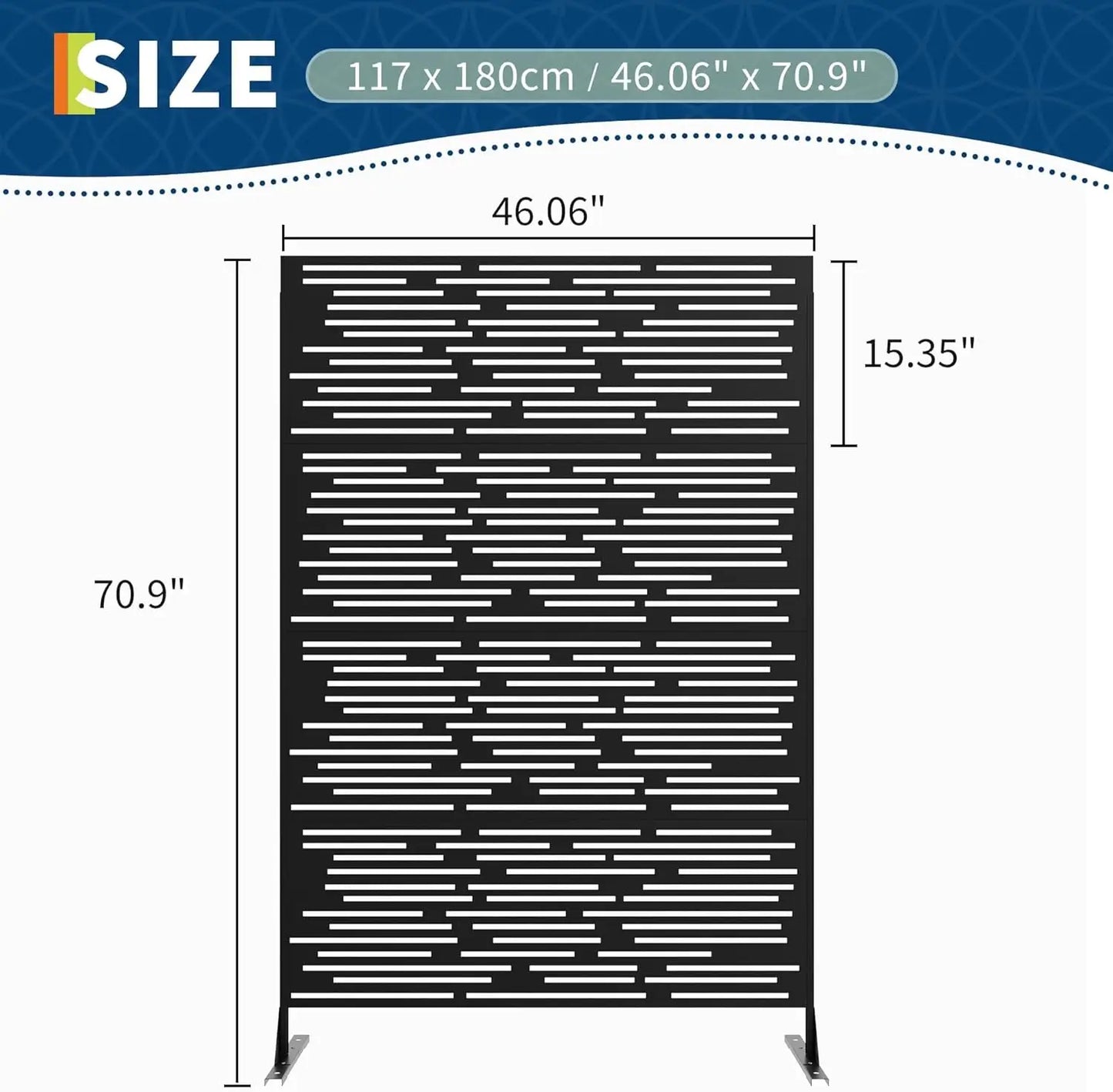 Decorative Wrought Privacy Screen – Easy Snap-Together Room Divider for Indoor/Outdoor Use, Breathable Wind-Resistant Partition
