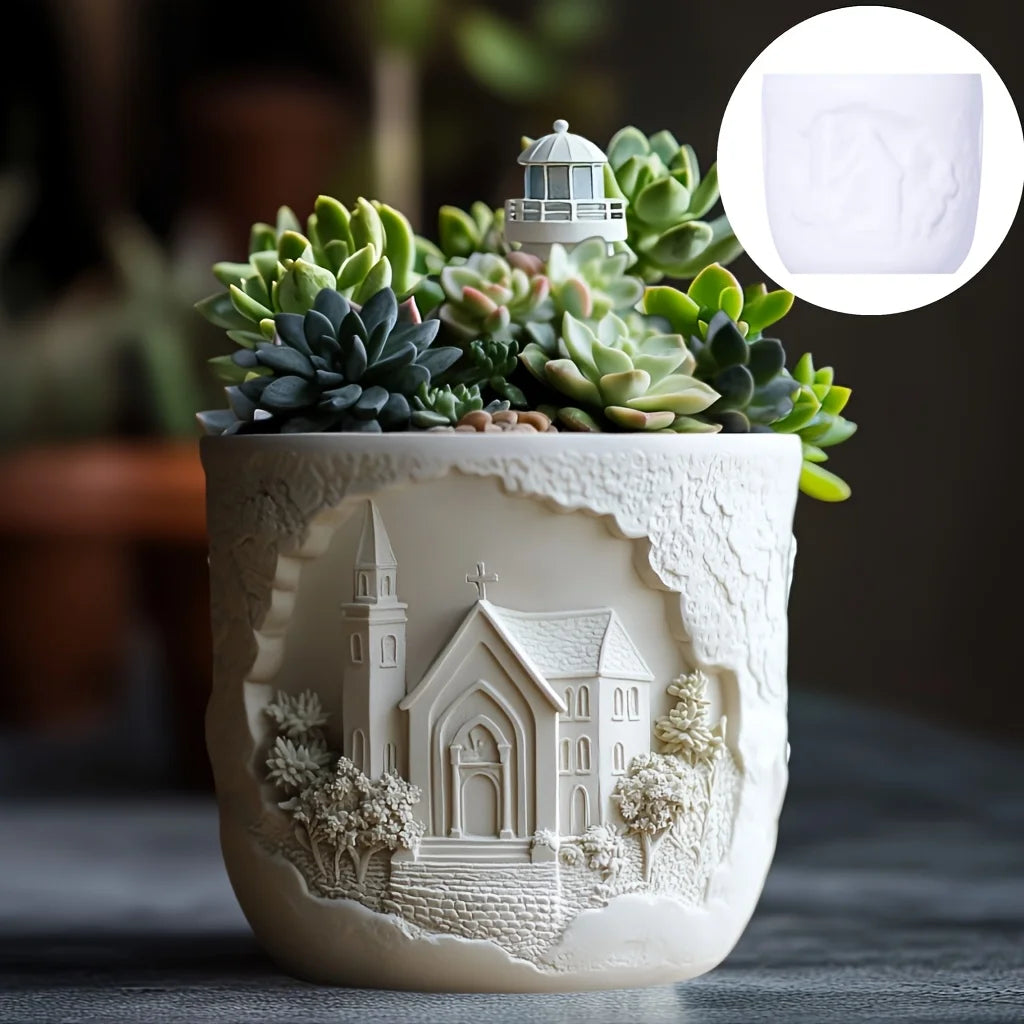 Mountain relief succulent plant flowerpot resin silicone mold mountain stream flowing water storage box candle cup gypsum molds