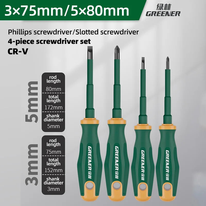 GREENERY Insulated Electrician Screwdriver Current-Isolate Phillips Flat Driver Magnetic Slotted Cross Screwdrivers for Repair