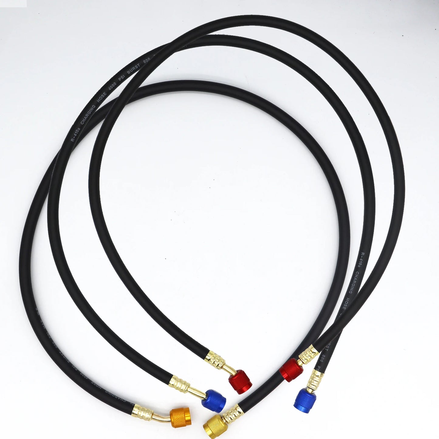 3PCS R410 Refrigerant AC Charging Hose 800-4000 PSI Working Pressure Fit HVAC Air Condition R134a R32 Refrigerant Manifold Gauge