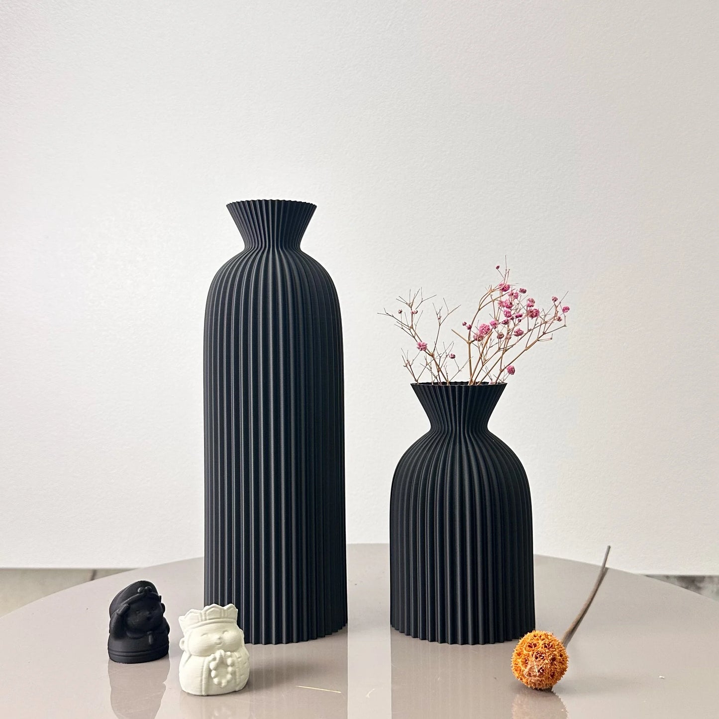 2-Piece Set of Wavy Pattern Art Dry Vase, Dried Flower Vase, Suitable for Home Desktop Decoration Vase, Foyer Decoration Vase, Dried Flower Vase, Office Decoration Vase Ornament, Best Holiday Gift