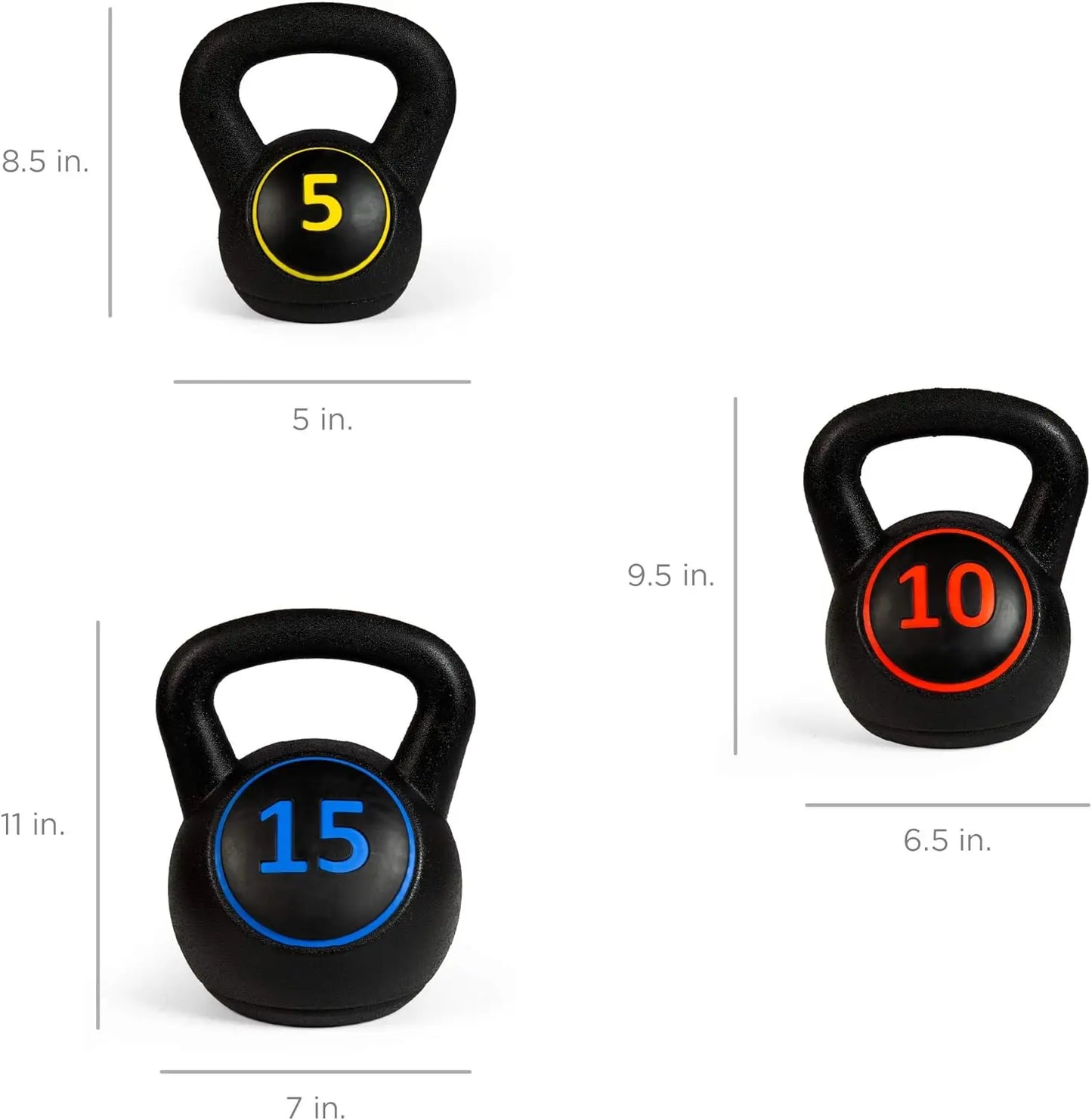 Best Choice Products 3-Piece Kettlebell Set with Storage Rack, HDPE Coated Exercise Fitness Concrete Weights for Home Gym,