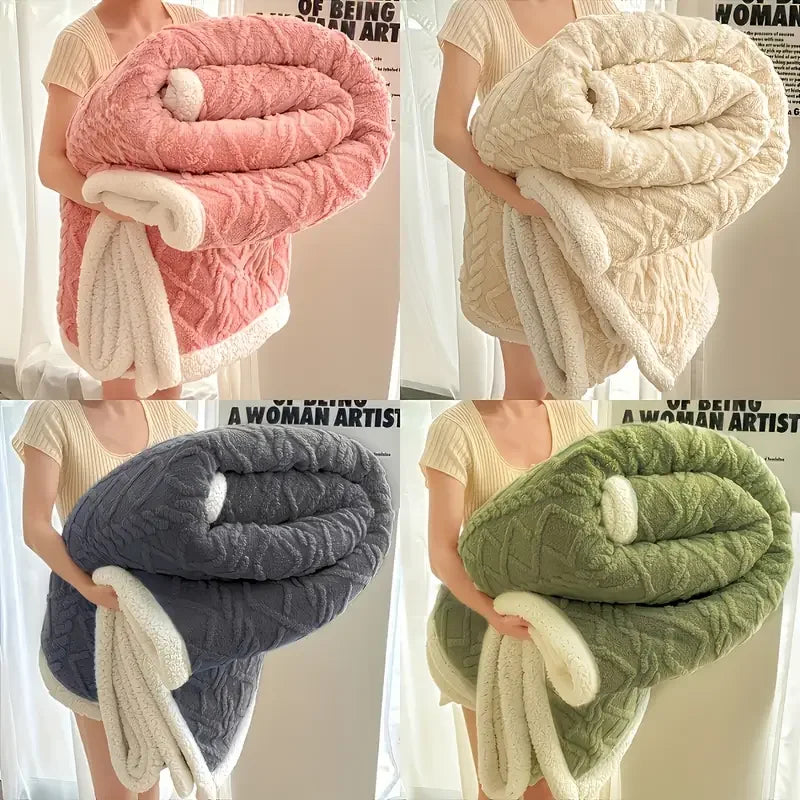 1pc Jacquard Sherpa Weighted Blanket 10lbs for Adults- Soft, Warm, and Thickened Calm Blanket for Ultimate Comfort