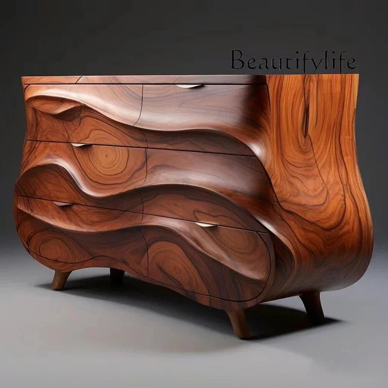 hh Medieval solid wood porch cabinet designer creative locker walnut high-end side cabinet