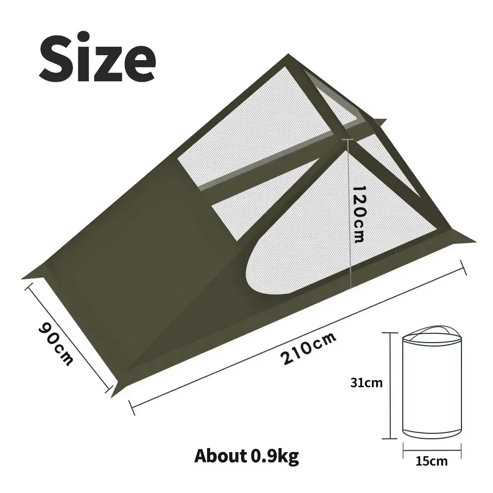 Airy Mesh Tent 1 Person Ultralight Tent Quick Setup Backpacking Shelter Breathable Mosquito Proof for Camping and Trekking