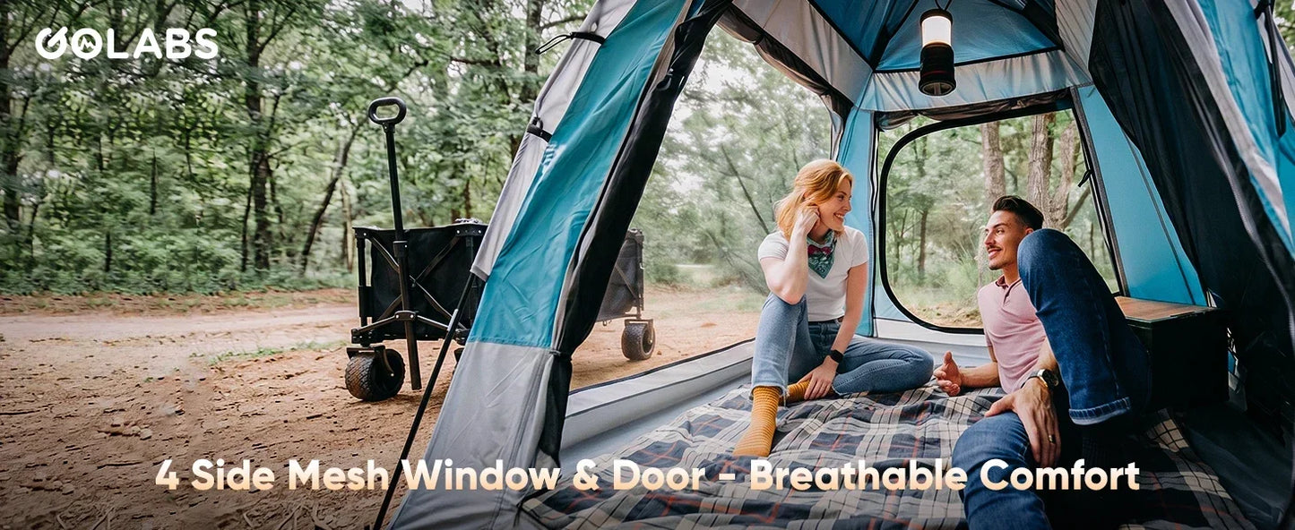 Pop Up Camping Tent for 2/3/4 Person, 1-Min Setup by Pre-Attached Pole, 4 Side Mesh& Door for View/Airflow, CT2 Instant Canopy Tent with PU1500mm Waterproof, for Outdoor/Camping/Music Festivals