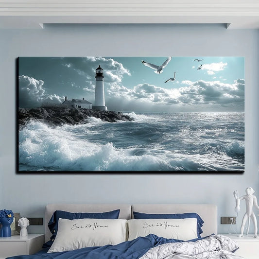 Ocean Beach Wall Art Seagull And Wave Pinewood Frame