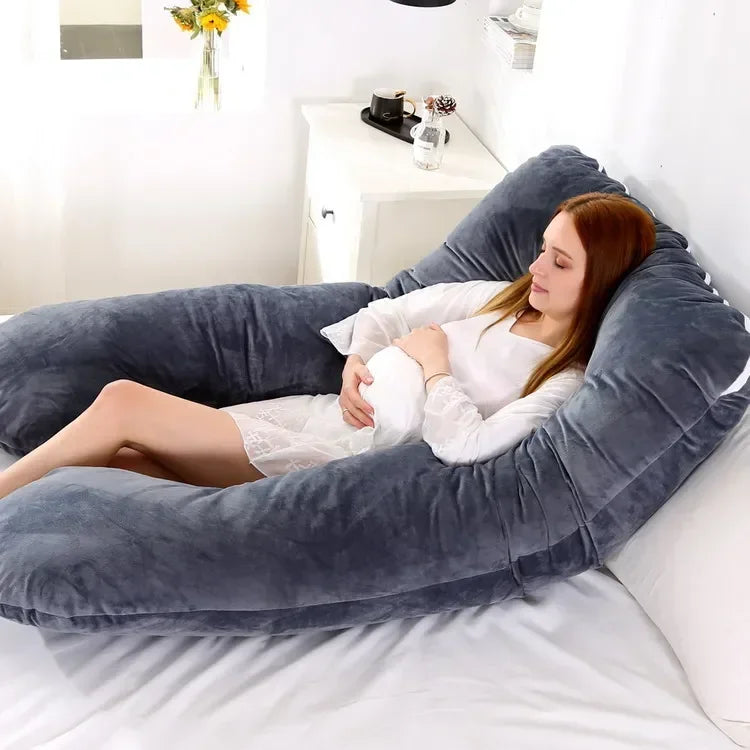 Soft U Shaped Pregnancy Pillow For Side Sleeping Relief