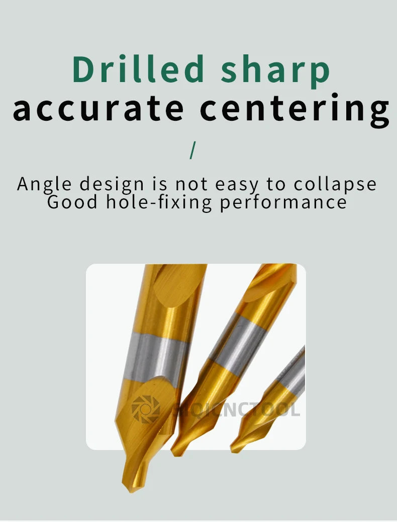 HSS Combined Center Drills Ti-Coated 60 Degree Countersinks Angle Bit Set 6pcs 1.0-5mm Metal Centering Dril Bit Lathe W6542 M35