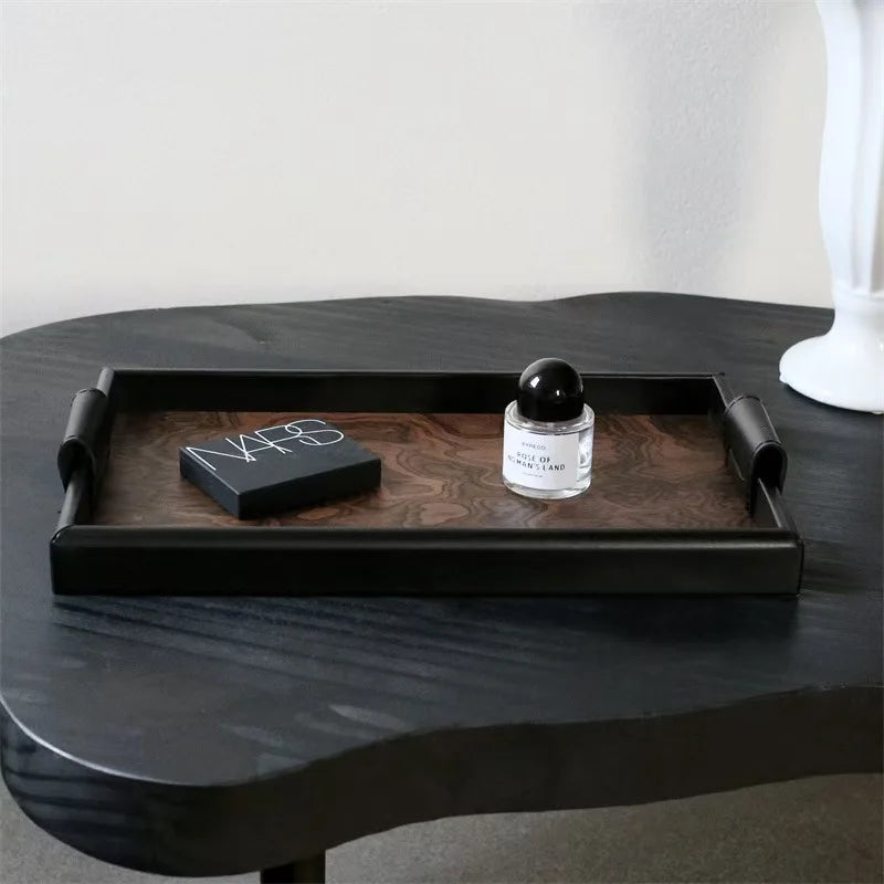 Retro Volcano Pattern Hotel Style Luxury Tea Tray for Home Use - High-end Storage Tray for Living Room Desktop - Elegant Storage