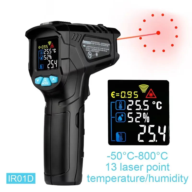 -50 to 400 Degree Mestek Digital Infrared Thermometer Laser Temperature Meter Non-contact Pyrometer Hygrometer IR Thermometer
